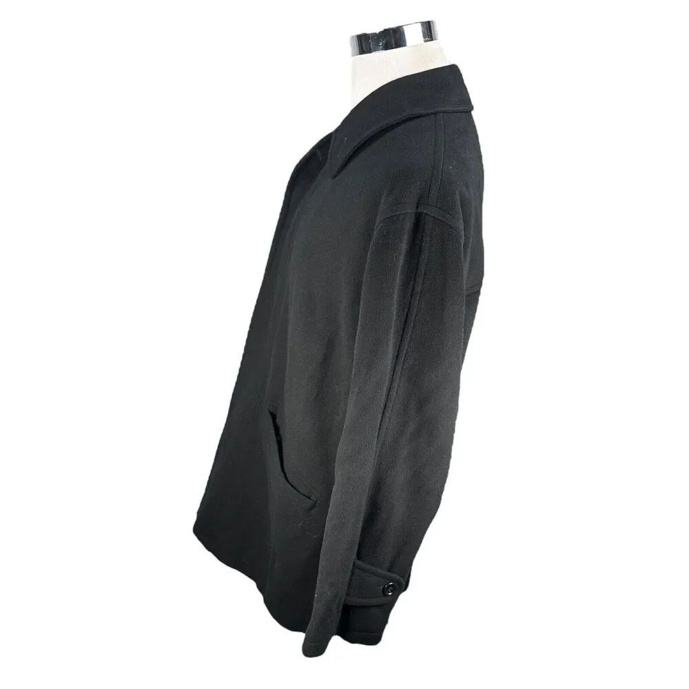 Barney’s New York Peacoat Coat Men’s US 36R Black Button Front 100% Cashmere‎